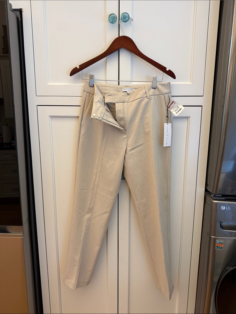 Straight Leg Women's Pants in Beige - Unbranded